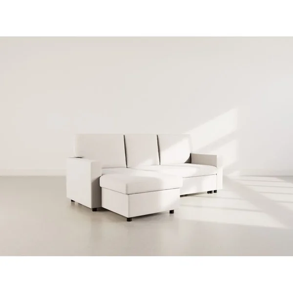 BEST MOBILIER Canapé Angle Réversible Convertible 4 Places Meiya En Tissu Beige