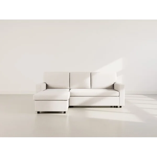 BEST MOBILIER Canapé Angle Réversible Convertible 4 Places Meiya En Tissu Beige