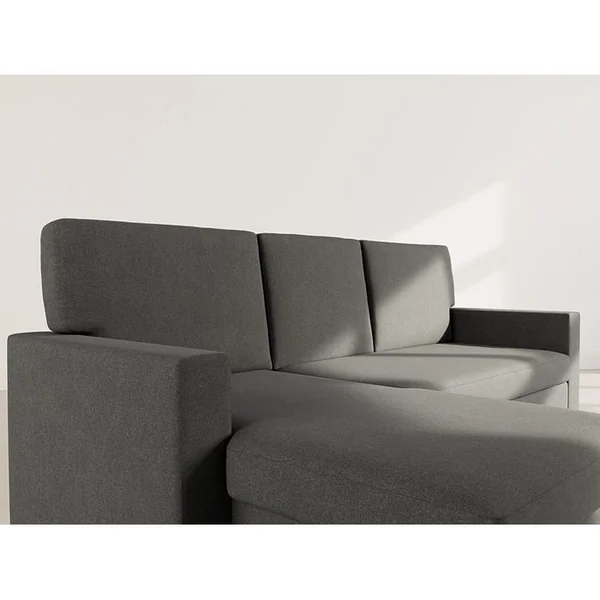 BEST MOBILIER Canapé Angle Réversible Convertible 4 Places Meiya En Tissu Gris Foncé