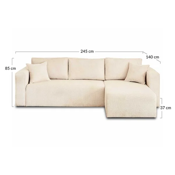 BEST MOBILIER Canapé Angle Réversible Convertible 4 Places Topaze En Velours Texturé Bleu