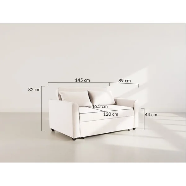 BEST MOBILIER Canapé Convertible 2 Places Ernest En Velours Côtelé Bleu