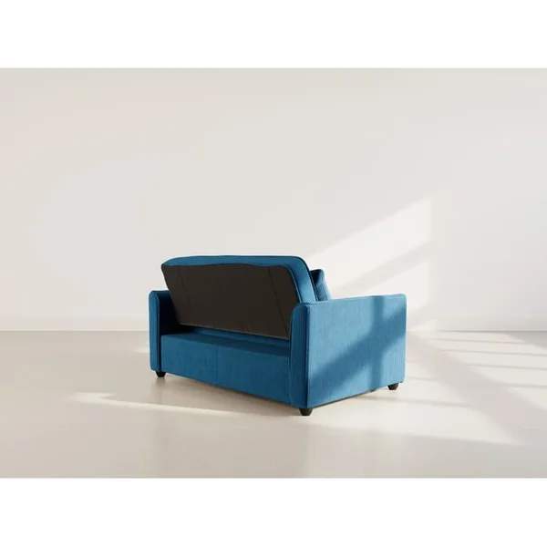 BEST MOBILIER Canapé Convertible 2 Places Ernest En Velours Côtelé Bleu