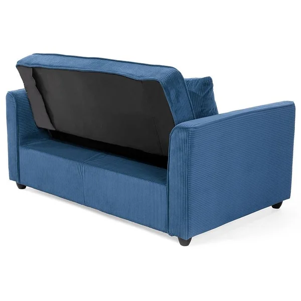 BEST MOBILIER Canapé Convertible 2 Places Ernest En Velours Côtelé Bleu