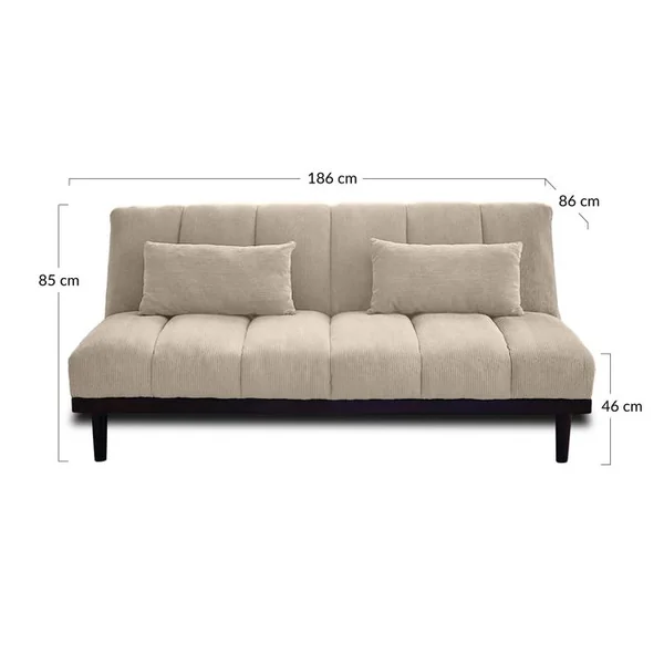 BEST MOBILIER Canapé Convertible 2 Places Samarra En Velours Côtelé Beige