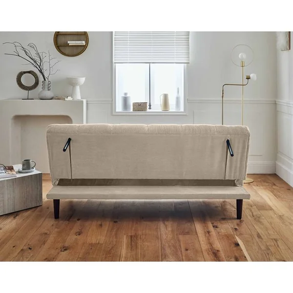 BEST MOBILIER Canapé Convertible 2 Places Samarra En Velours Côtelé Beige