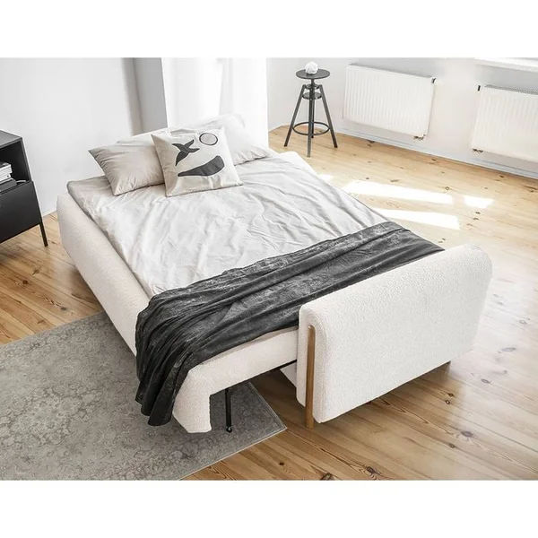 BEST MOBILIER Canapé Convertible 3 Places Glendale En Tissu Bouclette Beige