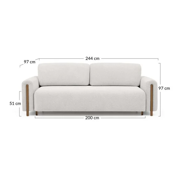 BEST MOBILIER Canapé Convertible 3 Places Glendale En Tissu Bouclette Beige