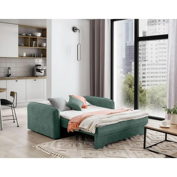 BEST MOBILIER Canapé Convertible 3 Places Michelle En Velours Vert