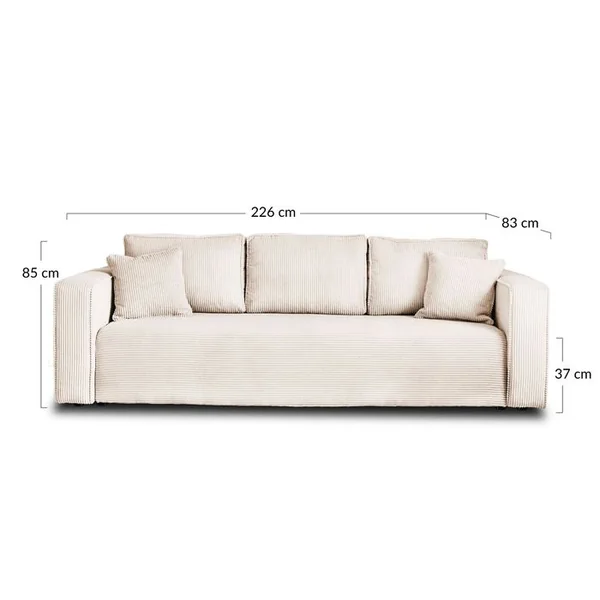 BEST MOBILIER Canapé Convertible 3 Places Topaze En Velours Côtelé Bleu Ardoise