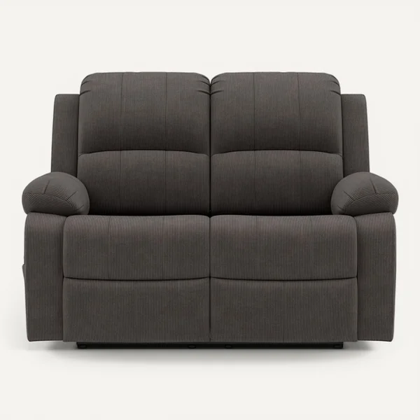 BEST MOBILIER Canapé Droit 2 Places Armand En Velours Côtelé Gris