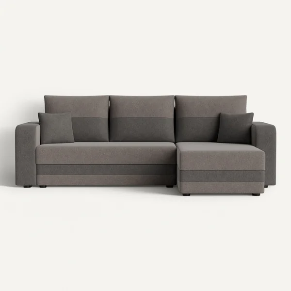 BEST MOBILIER Canapé En U Convertible 7 Places Harvey En Tissu Gris