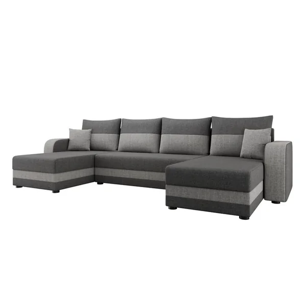 BEST MOBILIER Canapé En U Convertible 7 Places Harvey En Tissu Gris