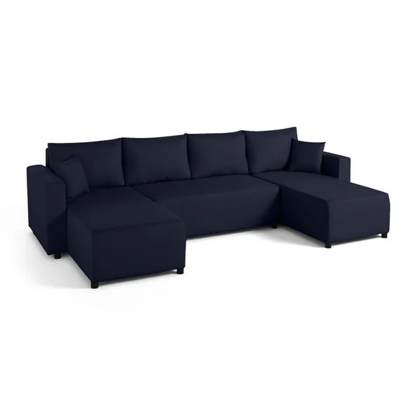 BEST MOBILIER Canapé En U Convertible 7 Places Regala En Tissu Bleu