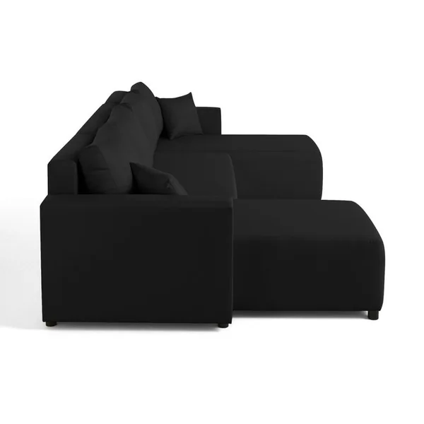 BEST MOBILIER Canapé En U Convertible 7 Places Regala En Tissu Noir