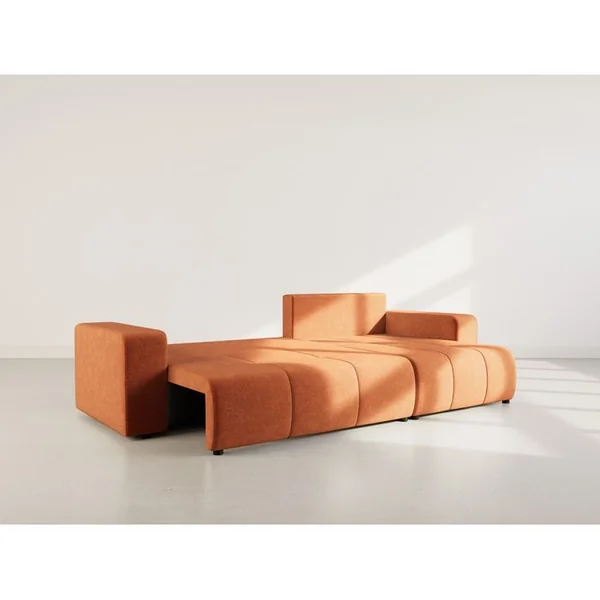 BEST MOBILIER Nicole - Canapé D'angle 5 Places Convertible Avec Coffre En Tissu Rouille