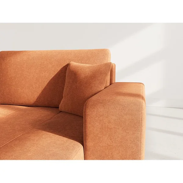 BEST MOBILIER Nicole - Canapé D'angle 5 Places Convertible Avec Coffre En Tissu Rouille