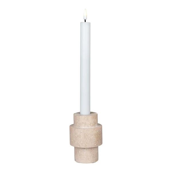 Bougeoir en travertin naturel - forme totem moderne et minimaliste
