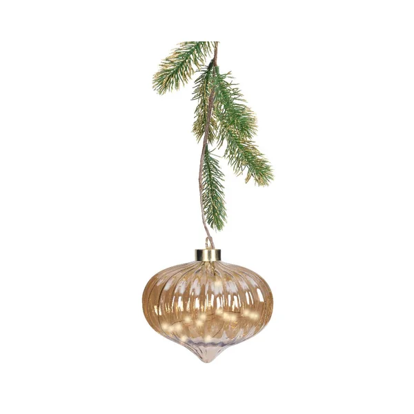 Boule oignon lumineuse ambre avec 15 micro LED blanc orangé - Ø 20 x H 21 cm