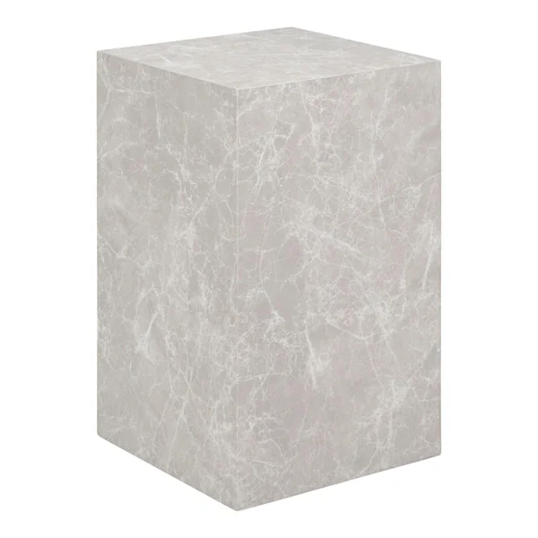 Bout de canapé design - forme haute, effet marbre beige TRINITE