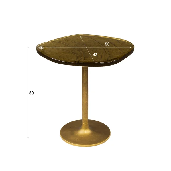 Bout de canapé verre – finition antique dorée, 50 cm LAGUNA