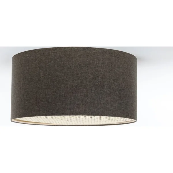 BPS KONCEPT Plafonnier Boho élégant Tissu Structuré Et Diffuseur Rotin D. 50 Cm - H20 Cm Marron
