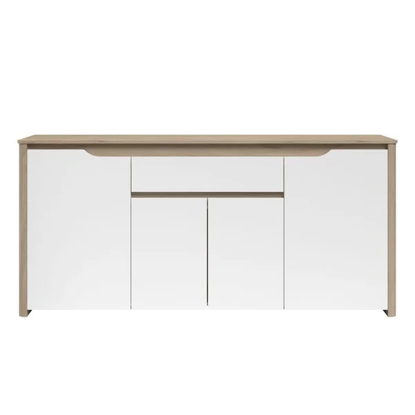 Buffet 4 portes 184 cm WENDY imitation chêne et blanc