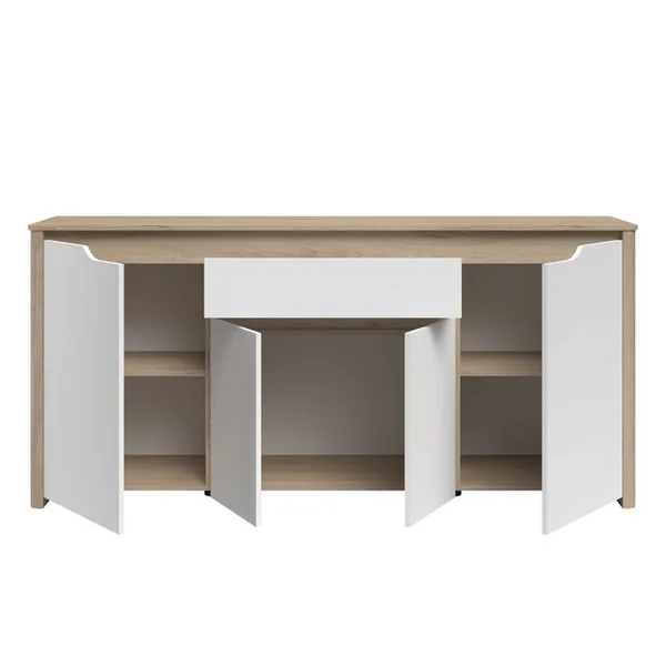 Buffet 4 portes 184 cm WENDY imitation chêne et blanc