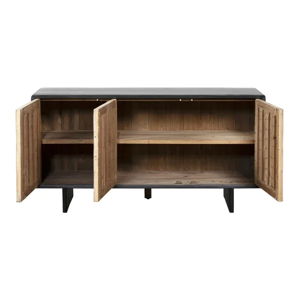 Buffet en bois recyclé FSC 3 portes motif chevron FAGA