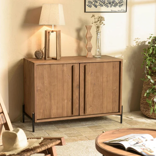 Buffet en teck recyclé 2 portes bois massif 101 cm SWING