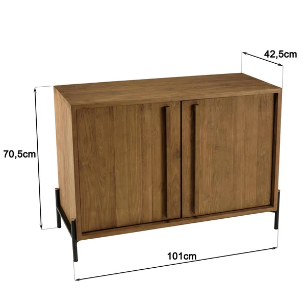 Buffet en teck recyclé 2 portes bois massif 101 cm SWING
