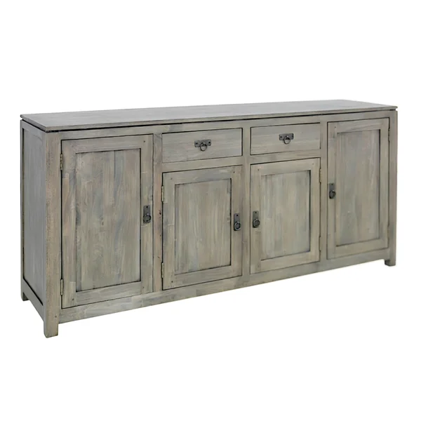 Buffet Enfilade Hévéa 4 portes, 2 tiroirs, 180x45x85cm HELENA
