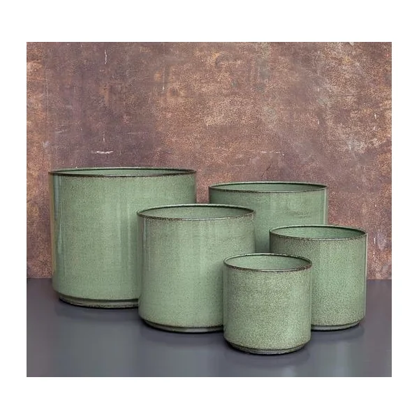 Cache-pot Looma coloris vert en zinx taille L - Ø 31 x 28 cm