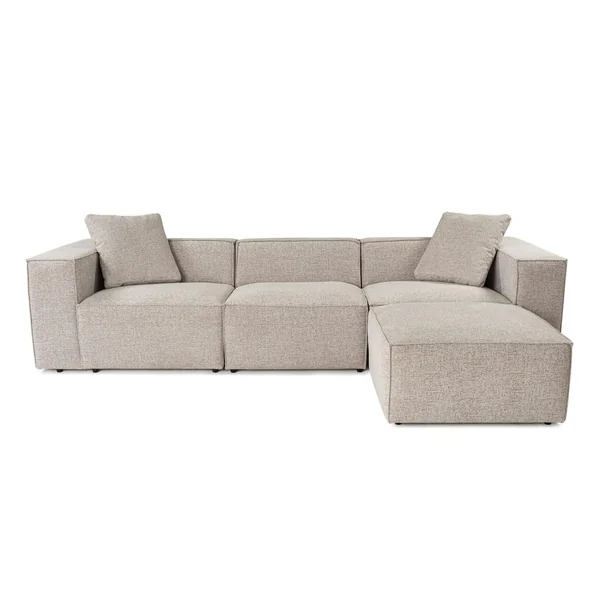 Canapé d'angle modulable taupe - tissu lin OSTUNI