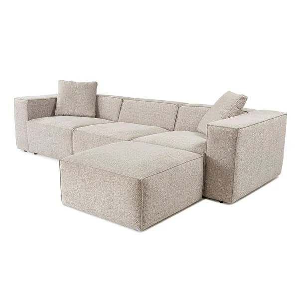 Canapé d'angle modulable taupe - tissu lin OSTUNI