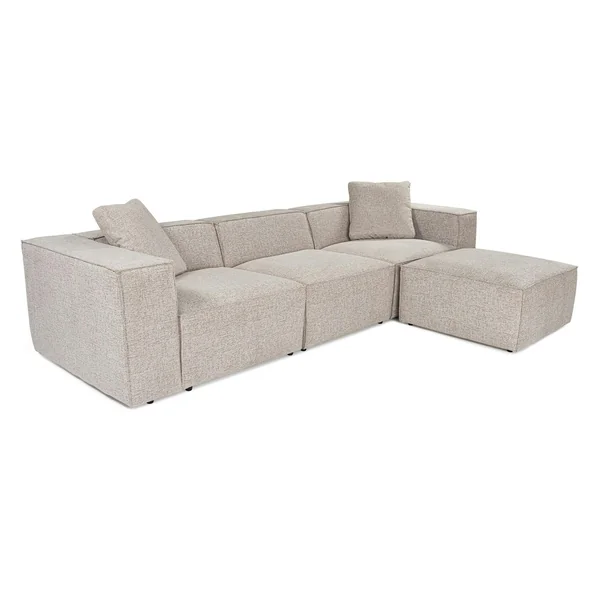 Canapé d'angle modulable taupe - tissu lin OSTUNI