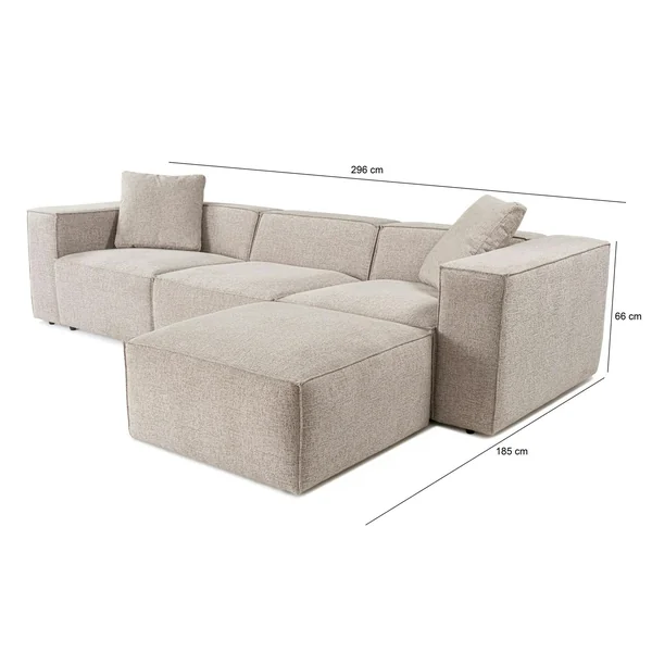 Canapé d'angle modulable taupe - tissu lin OSTUNI