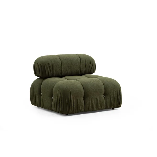 Canapé d'angle modulable vert - tissu bouclette RONDA