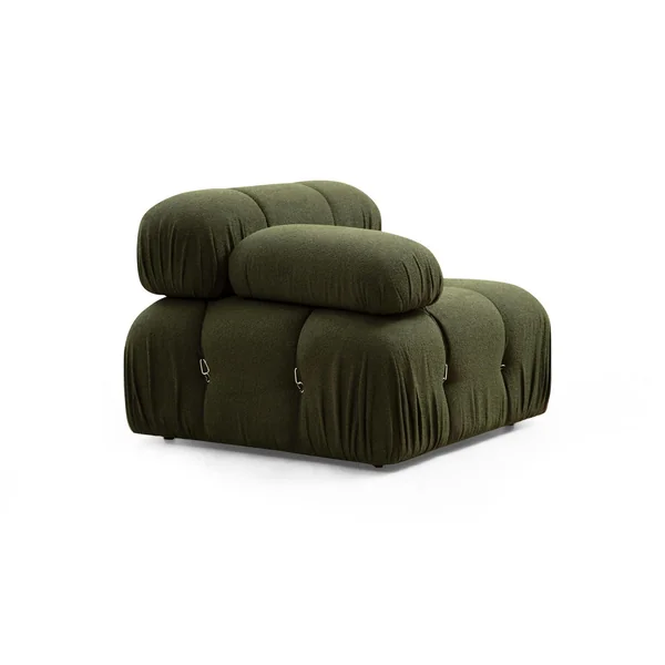 Canapé d'angle modulable vert - tissu bouclette RONDA