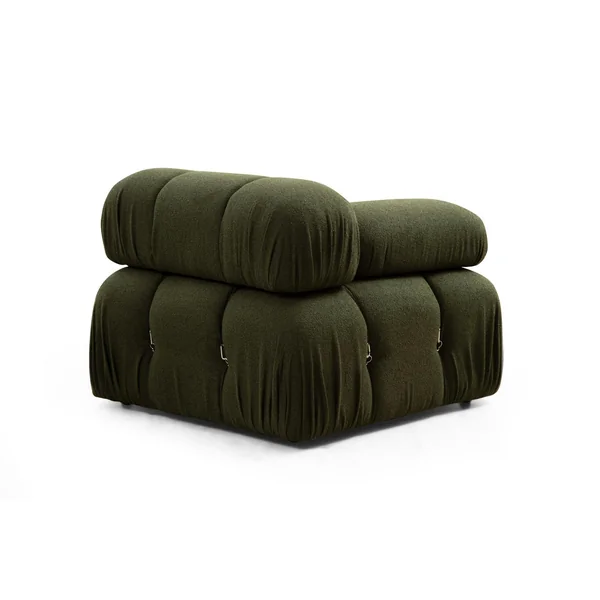 Canapé d'angle modulable vert - tissu bouclette RONDA