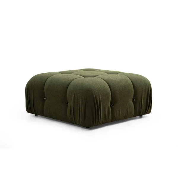 Canapé d'angle modulable vert - tissu bouclette RONDA