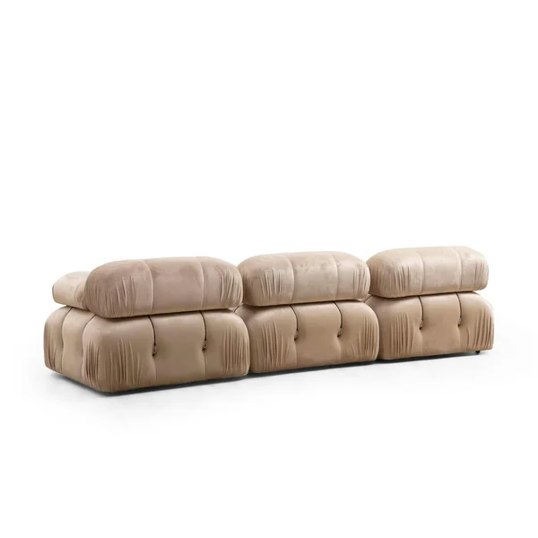 Canapé modulable 3 places - velours beige RONDA