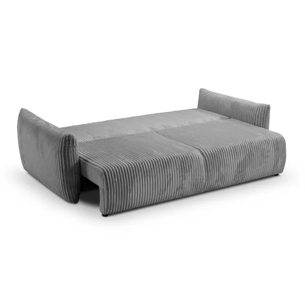 CASANOVA PARIS Elio - Canapé Droit Convertible Gros Velours Côtelé 3 Places - Gris Foncé
