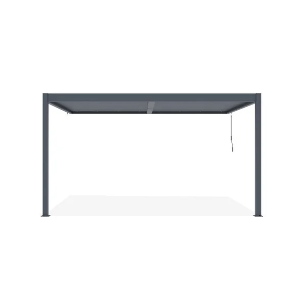 CAZEBOO Pergola Bioclimatique Adossée Piana 4x3m Aluminium Gris - Lames Orientables