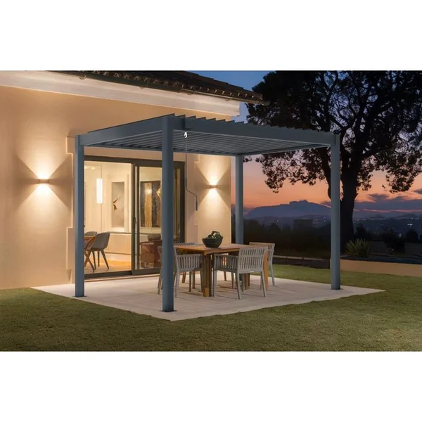 CAZEBOO Pergola Bioclimatique Autoportée Piana 3x2m Aluminium Gris - Lames Orientables