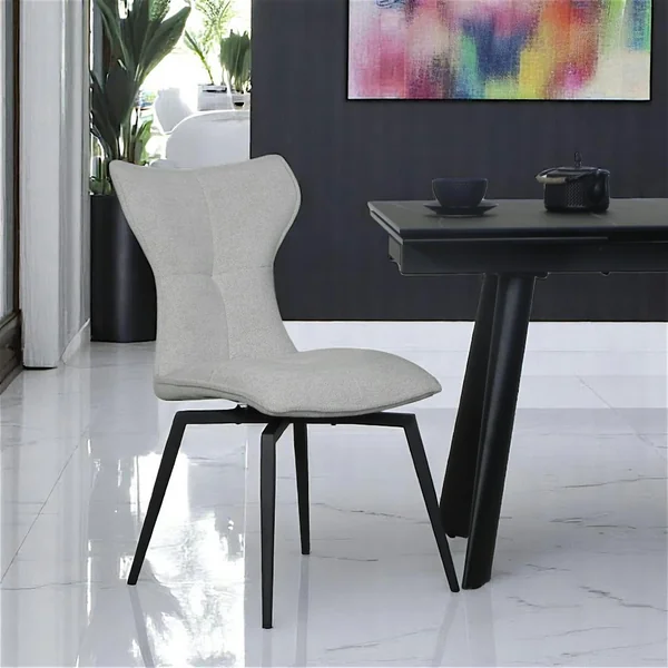 Chaise beige pivotante en velours avec passepoil (lot de 2) LOMBARDIE