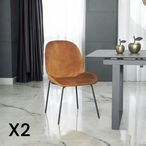 Chaise contemporaine en velours doré FLORENCE (lot 2)