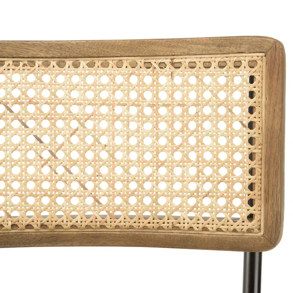 Chaise de bar cuir havane et cannage (lot de 2) TIM