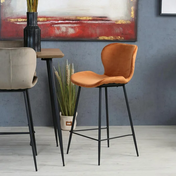 Chaise de bar en velours brique style moderne (lot de 2) MELBOURNE