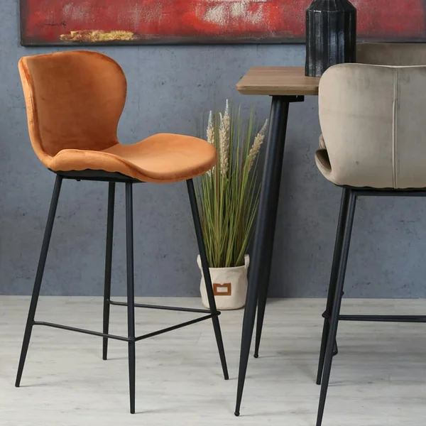 Chaise de bar en velours brique style moderne (lot de 2) MELBOURNE