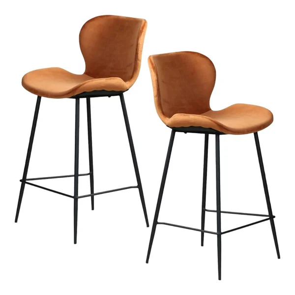 Chaise de bar en velours brique style moderne (lot de 2) MELBOURNE